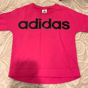 bright pink girls adidas crew neck